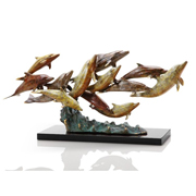 SPI San top Pacific International BRONZE SEA SCULPTURE Dolphin Turtle StingRay Fish